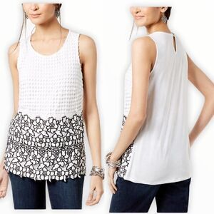 I.N.C. Embellished Lace Shell Top in Size M